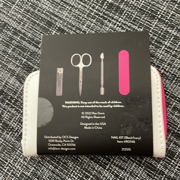 Rae Dunn NEW Manicure Set 5 Piece NAIL KIT White Pink Black - Picture 2 of 2